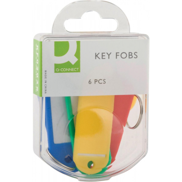 Q-Connect sleutelhanger, pak van 6 stuks, geassorteerde kleuren