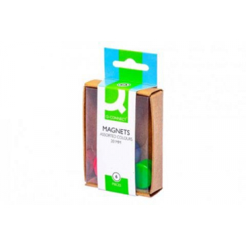 Q-Connect magneten 20 mm geassorteerde kleuren doos van 6 stuks
