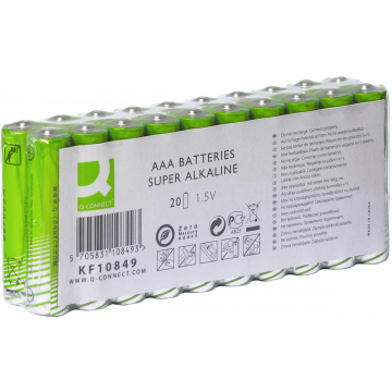 Q-CONNECT batterijen AAA, pak van 20 stuks