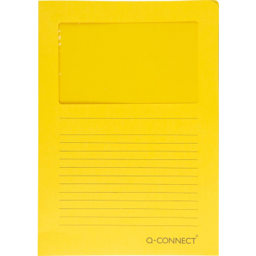 Q-CONNECT L-map met venster, 120 g/m², A4, pak van 100 stuks, geel