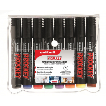 Uni marker voor flipchart Prockey PM-122, etui met 8 stuks, geassorteerde kleuren