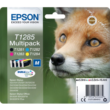 Epson inktcartridge T1285, 4 kleuren, 140-225 pagina's - OEM: C13T12854012