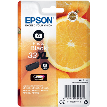 Epson inktcartridge 33XL foto zwart, 400 pagina's - OEM: C13T33614012