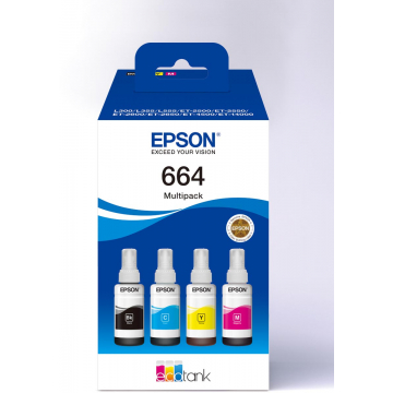 Epson inktfles 664, 4.500 - 7.500 pagina's, OEM C13T664640, 4 kleuren
