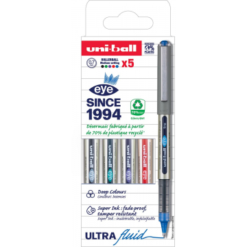 Uni-ball Eye Fine roller, schrijfbreedte 0,5 mm, etui van 5 stuks