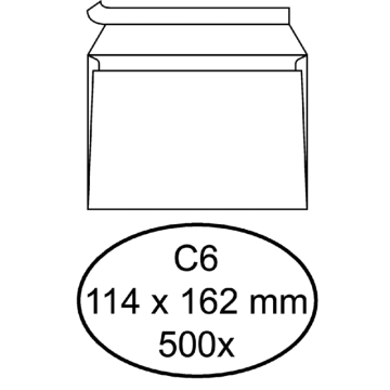 Envelop Quantore bank C6 114x162mm zelfklevend wit 500 stuks