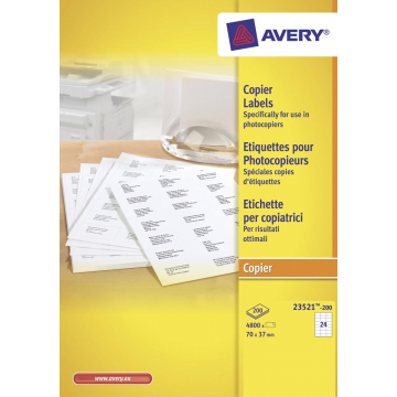 Avery Kopieeretiketten 70 x 37 mm (b x h) wit, doos van 4800 etiketten