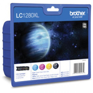 Brother inktcartridge High-Capacity 4 kleuren, 1200 - 2400 pagina's - OEM: LC-1280XLVALBPDR