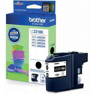 Brother inktcartridge zwart, 260 pagina's - OEM: LC-221BKBP