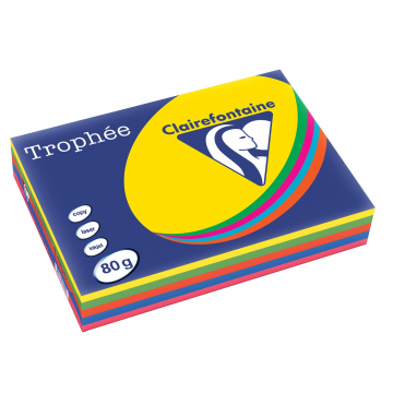 Clairefontaine Trophée intens A4, geassorteerde kleuren, 80 g, 5x100 vel