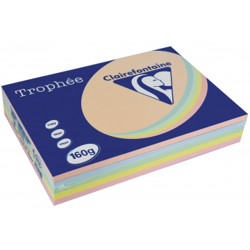 Clairefontaine Trophée Pastel A4, geassorteerde kleuren, 160 g, 5x50 vel