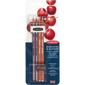 Derwent Blender en Burnisher met gum en slijper, set van 4