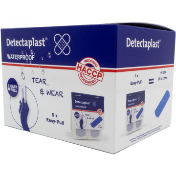 Detectaplast Tear & Wear Waterproof Easy-Pull, ft 25 x 72 mm, 5 x 40 stuks