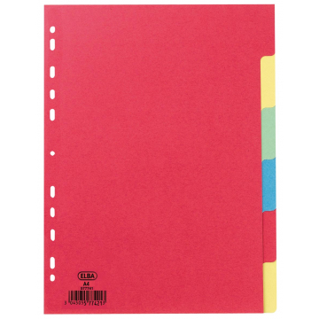 Elba tabbladen uit karton, ft A4, 12 tabs, 11-gaatsperforatie, geassorteerde kleuren