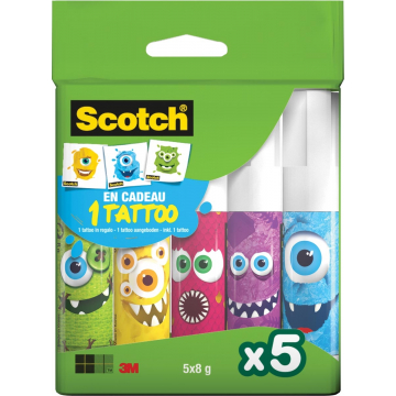 cotch lijmstift Monster permanent, doos van 5 x 8 g, 2 clipstrips van 12 dozen per strip
