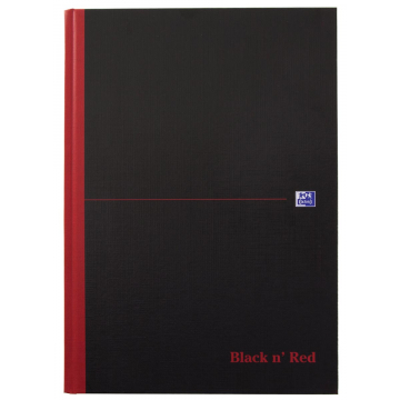 Oxford BLACK N' RED gebonden boek, 192 bladzijden, ft A4, geruit 5 mm