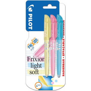 Pilot Frixion Light Soft, blister van 3 stuks in geassorteerde kleuren