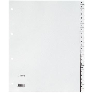 Q-CONNECT alfabetische tabbladen, A4, PP, 24 tabs, grijs