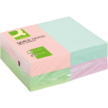 Q-CONNECT Quick Notes, ft 76 x 127 mm, 100 vel, pak van 12 blokken in pastelkleuren