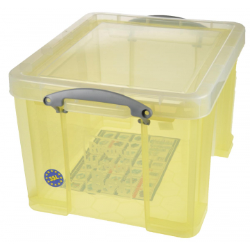 Really Useful Box 35 liter, transparant geel