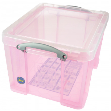 Really Useful Box 35 liter, transparant roze