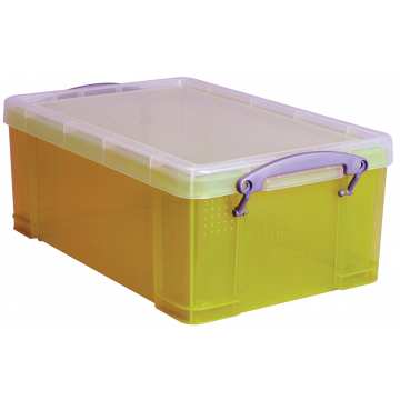 Really Useful Box 9 liter, transparant geel