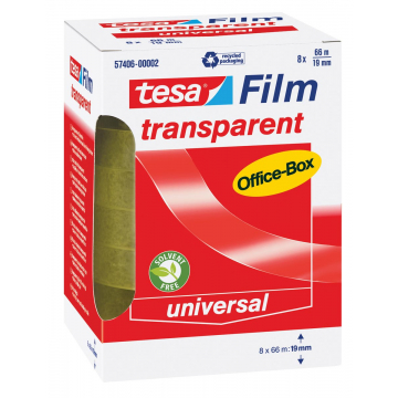 Tesa Plakband film transparant ft 19 mm x 66 m, 8 rolletjes
