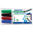 Giotto Robercolor whiteboardmarker maxi, schuine punt, etui met 4 stuks in geassorteerde kleuren