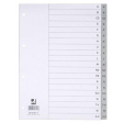 Q-CONNECT tabbladen, A4, PP, 4-gaatsperforatie, met indexblad, set van A-Z, 20 tabs, grijs