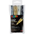 Uni POSCA paintmarker PC-1MC, 0,7 mm, etui met 4 stuks in geassorteerde metallic kleuren