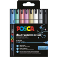 Uni POSCA paintmarker PC-1MR, 0,7 mm, etui van 8 stuks in geassorteerde metallic kleuren