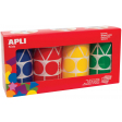 Apli Kids stickers XL, doos met 4 rollen in 4 kleuren en 4 vormen (blauw, rood, geel en groen)