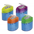 M+R potloodslijper Neo Light, 2-gaats, met reservoir, doos met 10 stuks in geassorteerde kleuren