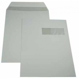 Gallery enveloppen ft 229 x 324 mm, venster rechts, gegomd, binnenzijde grijs, doos van 250 stuks