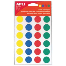 Apli Gekleurde stickers rond, diameter: 20 mm, 24 stuks