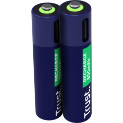 Trust USB-C herlaadbare batterijen AAA, blister van 2 stuks