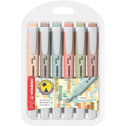 STABILO SWING COOL naturecolor markeerstift, geassorteerde kleuren, blister van 6 stuks