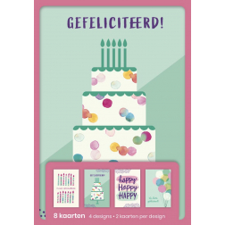 hallmark wenskaarten, gefeliciteerd, blister van 8 stuks