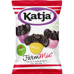 Katja Farm Mix snoep, mix van 3 zachte fruitgums met zoete drop, zak van 255 g
