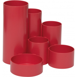 MAULtubo pennenbak, 6 vaks, Ø 15 x 12,5 cm, voor 85% uit gerecycleerd PS, rood