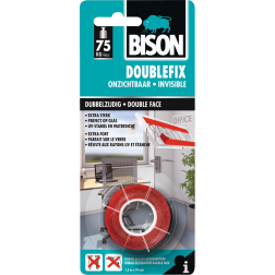 Bison dubbelzijdige plakband, ft 19 mm x 1,5 m, transparant