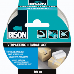 Bison verpakkkingstape, ft 50 mm x 66 m, transparant