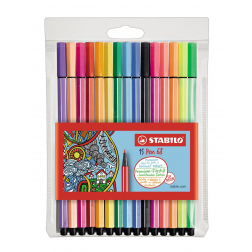 STABILO Pen 68 viltstift, etui van 15 stuks in geassorteerde kleuren