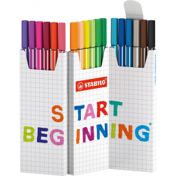 STABILO Pen 68 viltstift, geassorteerde kleuren, deskset van 18 stuks