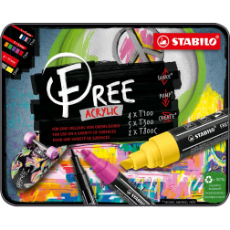STABILO free acrylmarker, starter kit, pak van 11 stuks