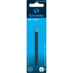 Schneider balpenvulling Take 4, zwart, etui van 2 stuks