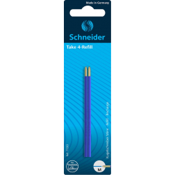 Schneider balpenvulling Take 4, blauw, etui van 2 stuks