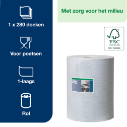 Reinigingsdoek Tork Heavy-Duty W1/2/3 multifunctioneel 280 vel blauw 530237