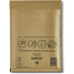 Mail Lite luchtkussenenveloppen, goud, D/1, 180 x 260 mm, doos van 200 stuks