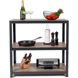 Avasco rek Home table, ft 88 x 90 x 45 cm, 3 legborden, uit metaal, zwart
